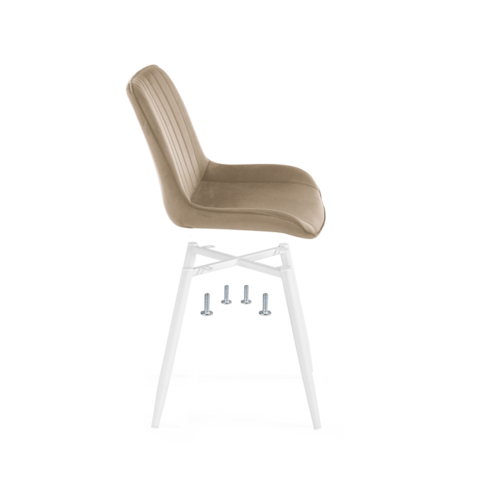 Стул на металлокаркасе Седа велюр бежевый / белый