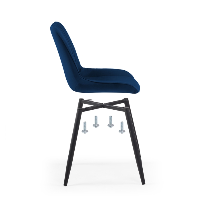 Стул на металлокаркасе Седа велюр синий / черный