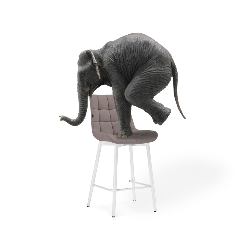 Полубарный стул Алст велюр латте / белый