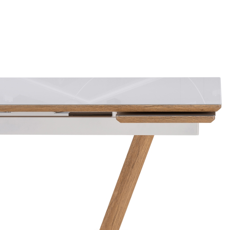 Стол на тумбе Конор 140(200)х80х73 белый / дуб вотан