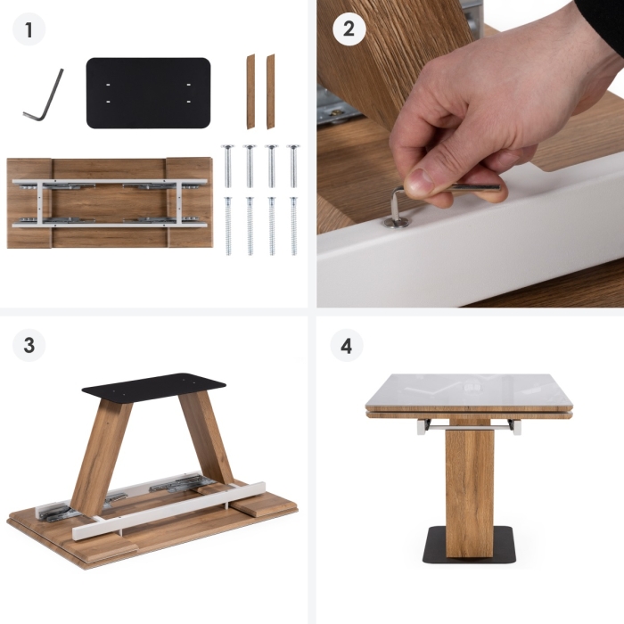 Стол на тумбе Конор 140(200)х80х73 белый / дуб вотан