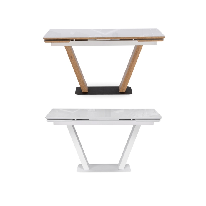 Стол на тумбе Конор 140(200)х80х73 белый / дуб вотан