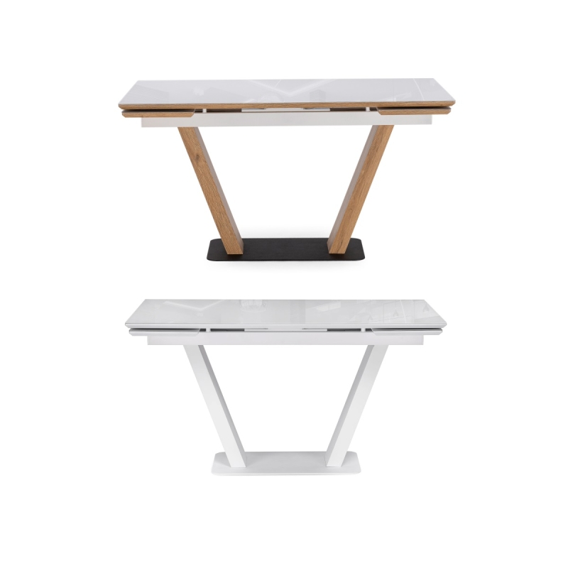 Стол на тумбе Конор 140(200)х80х73 белый / дуб вотан