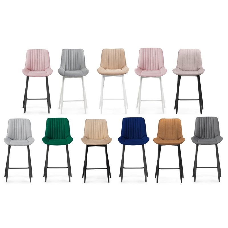 Полубарный стул Седа велюр светло-серый / белый