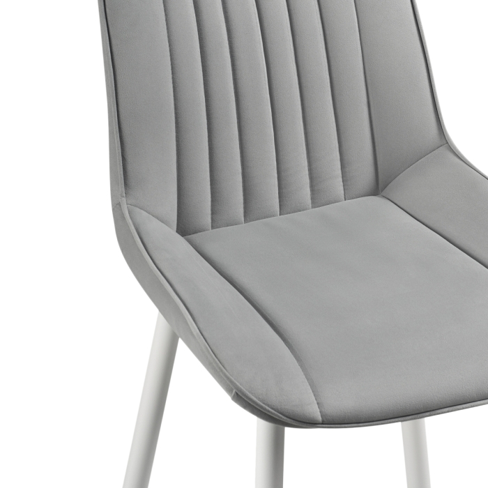 Полубарный стул Седа велюр светло-серый / белый