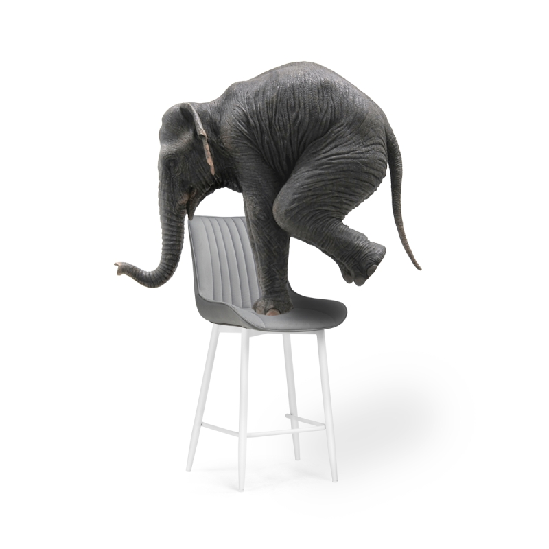 Полубарный стул Седа велюр светло-серый / белый