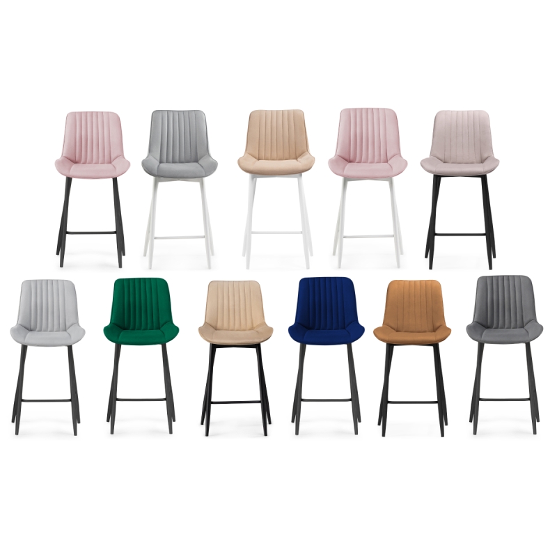 Полубарный стул Седа велюр темно-серый  / черный