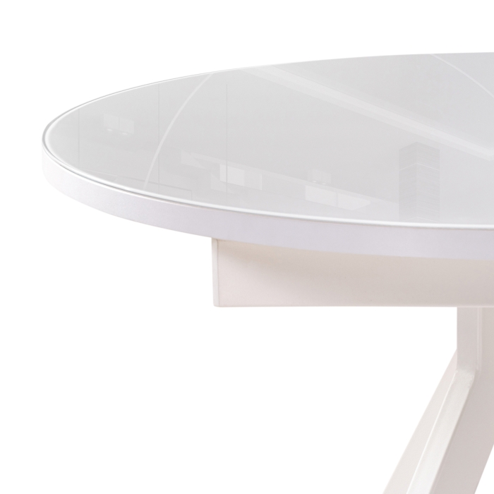 Стеклянный стол Ален 90(120)х90х75 белый