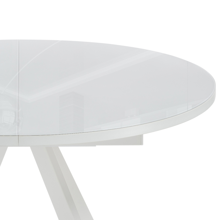 Стеклянный стол Трейси 110(150)х110х77 белый