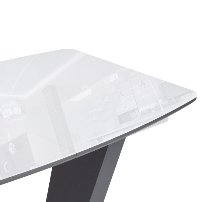 Стол на тумбе Петир 120(160)х80х75 ультра белый / гриджио / камень серый