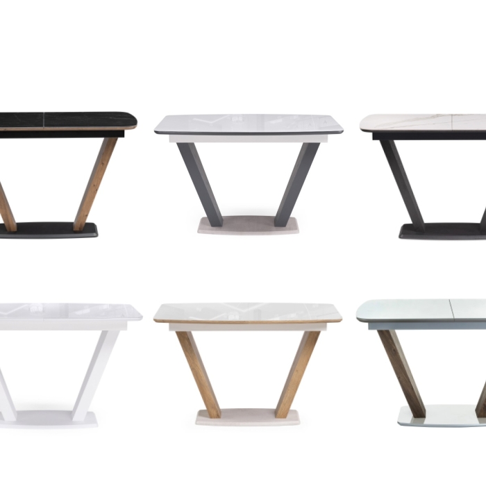 Стол на тумбе Петир 120(160)х80х75 ультра белый / гриджио / камень серый