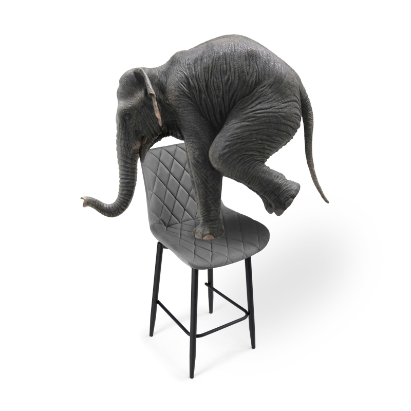 Полубарный стул Баодин К Б/К крутящийся темно-серый / черный