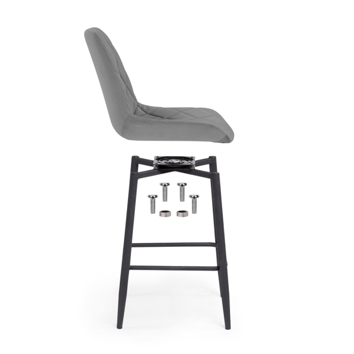 Полубарный стул Баодин К Б/К крутящийся темно-серый / черный