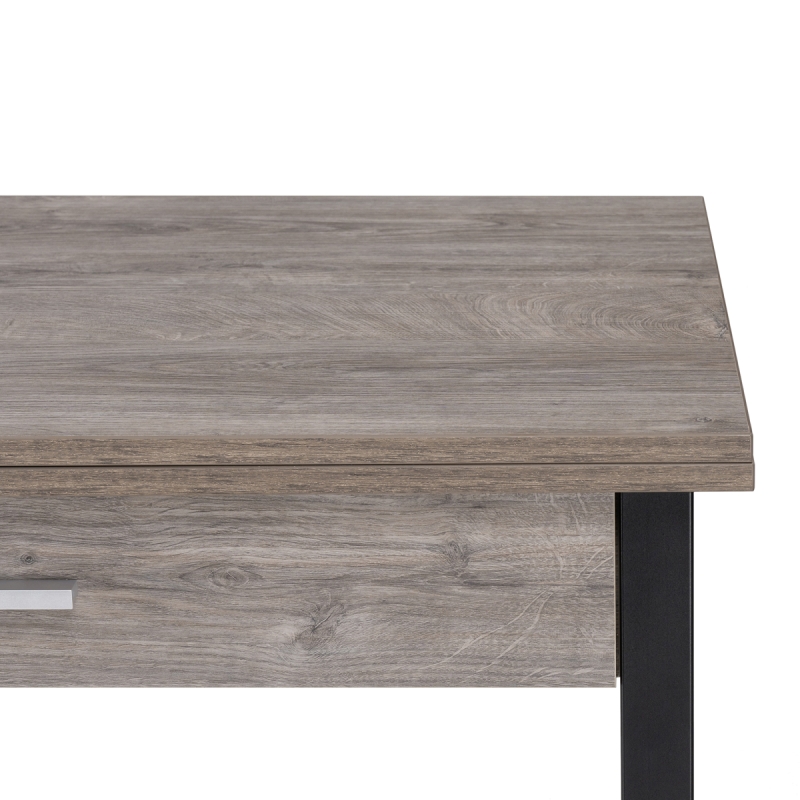 Деревянный стол Ибби 90(128)х64х77 рошелье / черный матовый