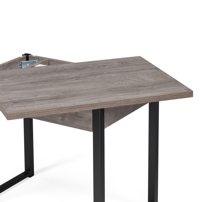 Деревянный стол Ибби 90(128)х64х77 рошелье / черный матовый