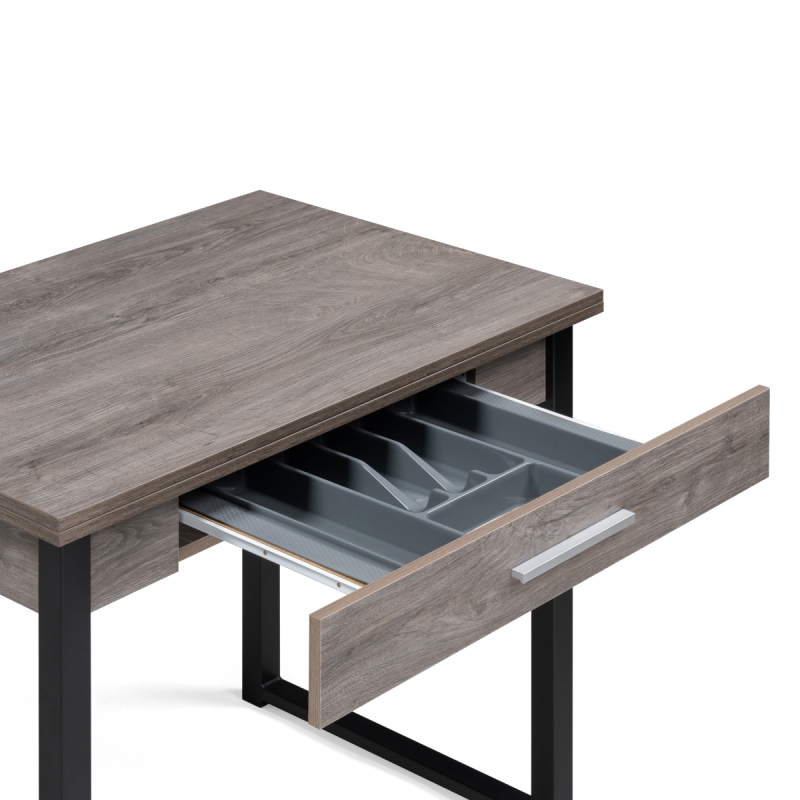 Деревянный стол Ибби 90(128)х64х77 рошелье / черный матовый