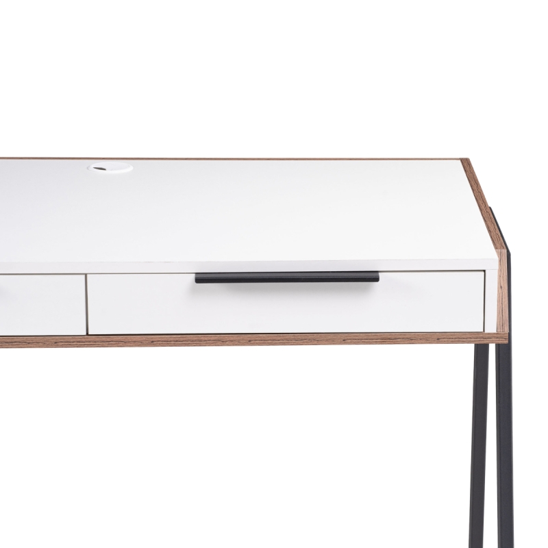 Письменный стол Рокс 116х65х77 белый / дуб делано темный / черный