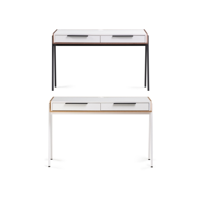 Письменный стол Рокс 116х65х77 белый / дуб делано темный / черный