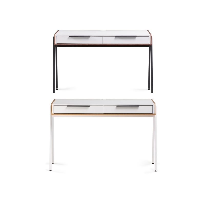 Письменный стол Рокс 116х65х77 белый / дуб делано темный / черный