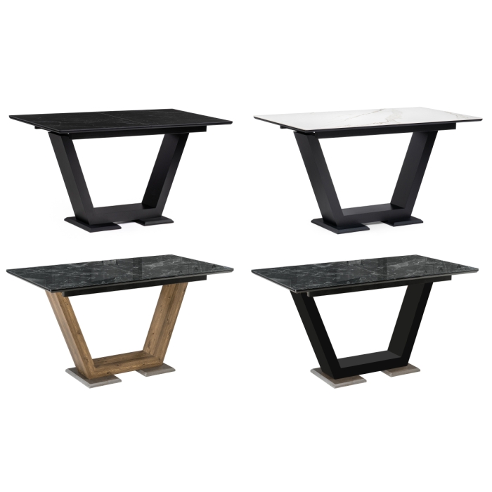 Стол на тумбе Иматра 140х80х76 черный мрамор / черный кварц