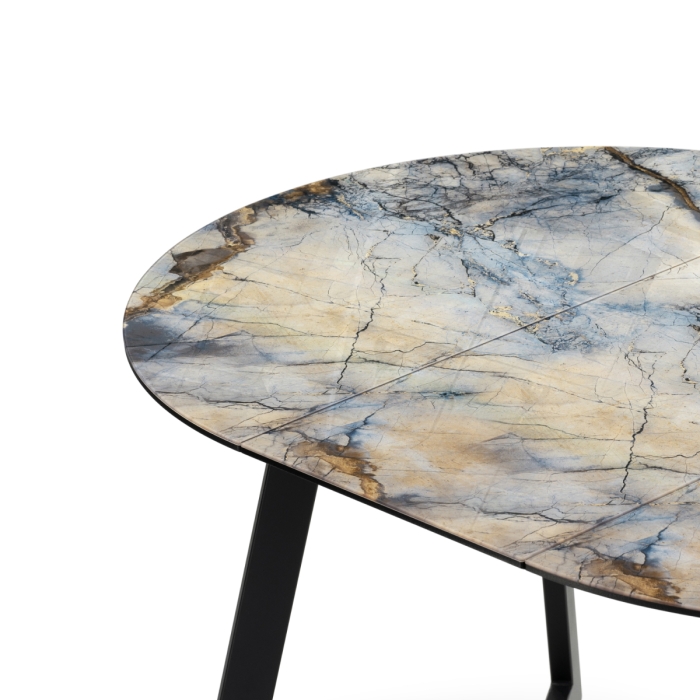 Стеклянный стол Алингсос 100(140)х100х76 магеллан / черный