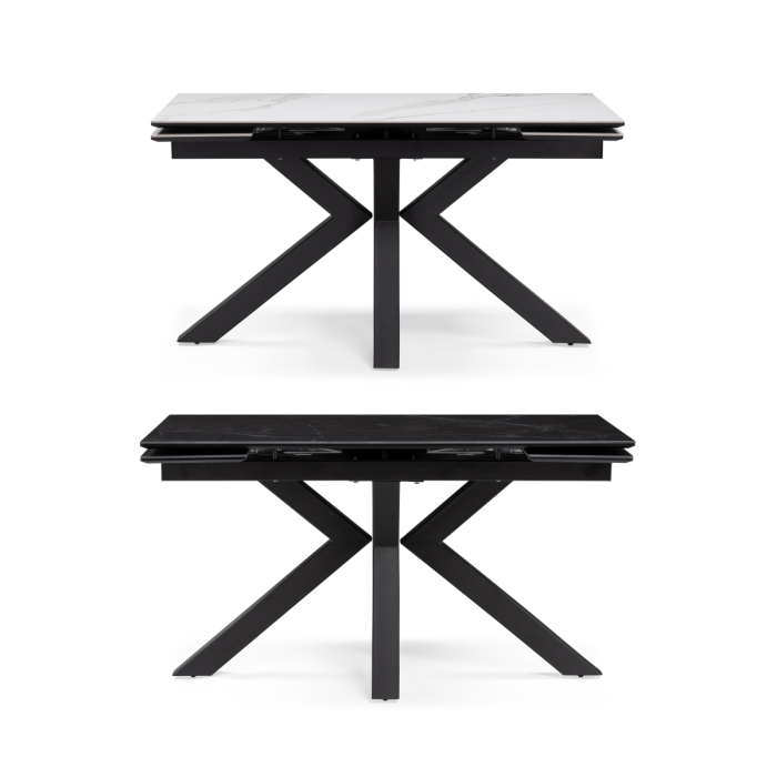 Керамический стол Бронхольм 140(200)х80х77 черный мрамор / черный