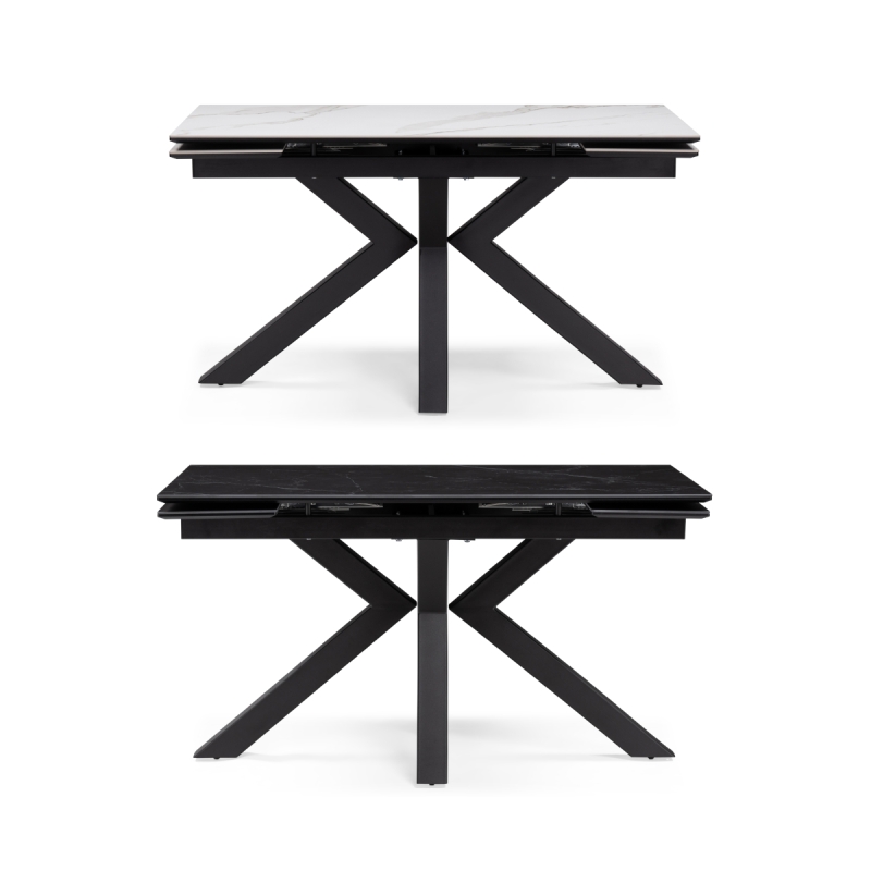 Керамический стол Бронхольм 140(200)х80х77 черный мрамор / черный