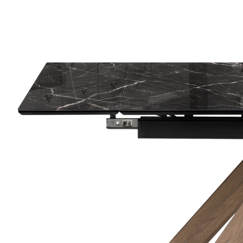 Стеклянный стол Гарднер 140х80х76 черный / дуб монтана