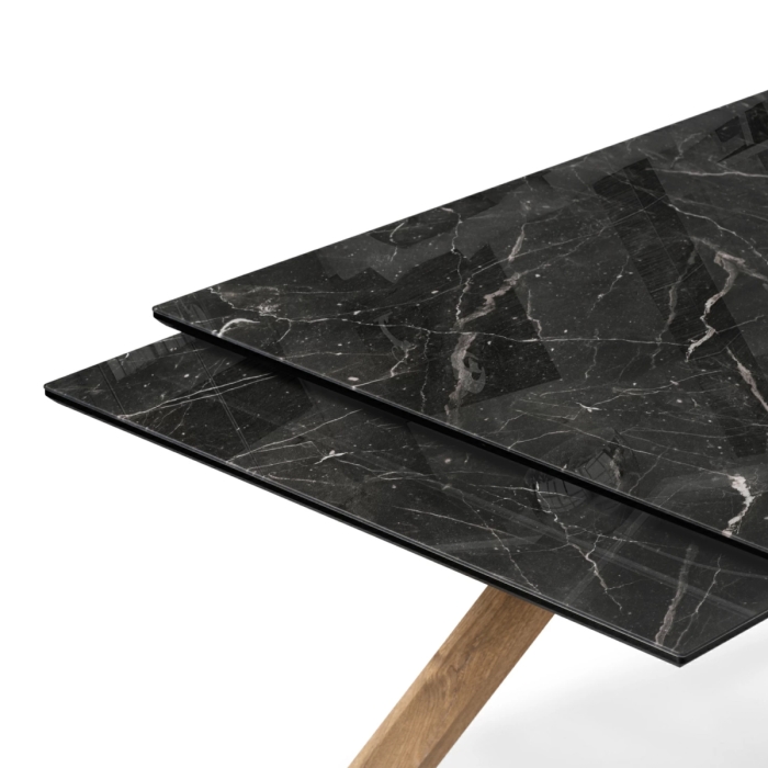 Стеклянный стол Гарднер 140х80х76 черный / дуб монтана