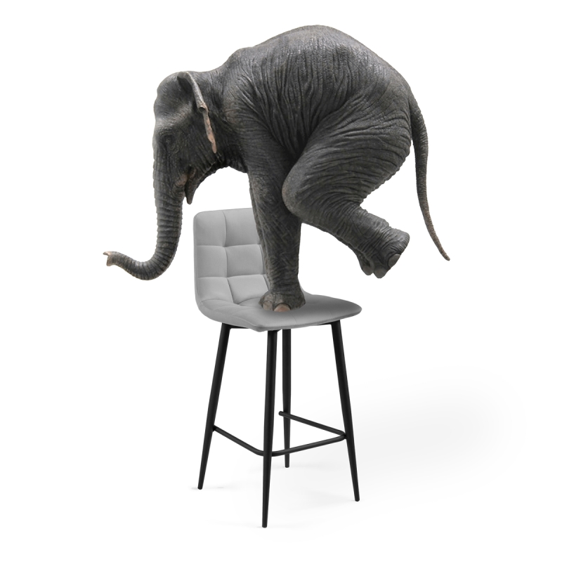 Полубарный стул Чилли К светло-серый велюр / черный