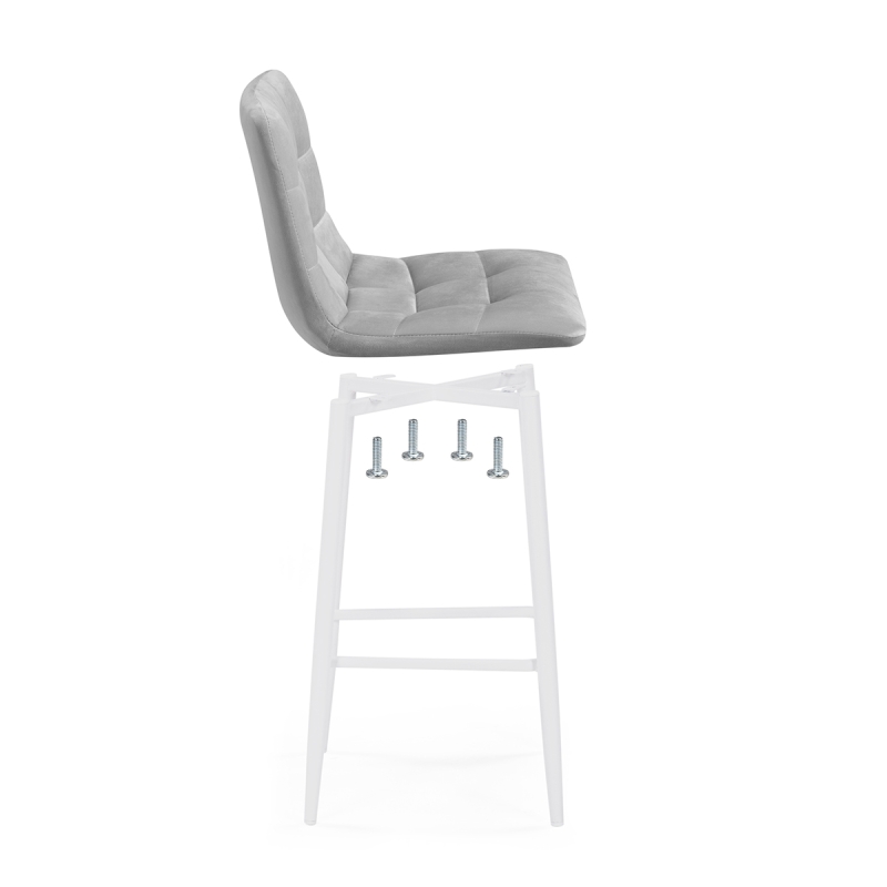 Полубарный стул Чилли К светло-серый велюр / белый