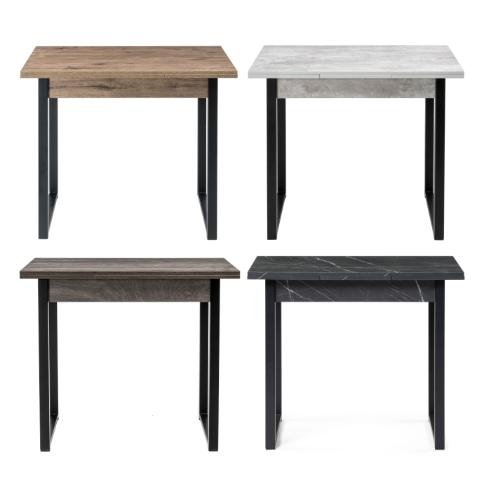 Стол Форли 90(150)х67х77 файерстоун / черный матовый