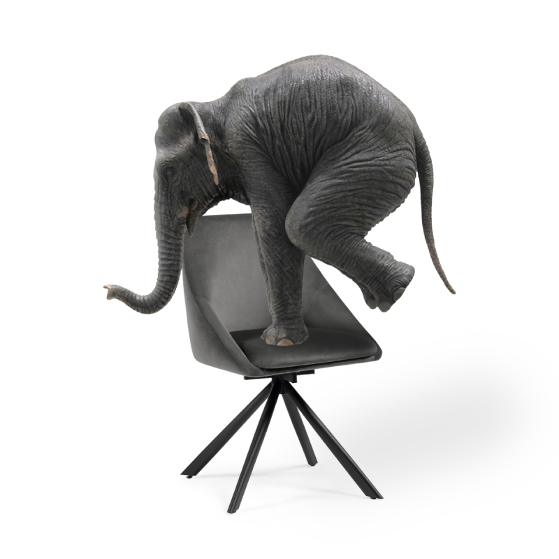 Стул на металлокаркасе Окленд крутящийся серый / черный