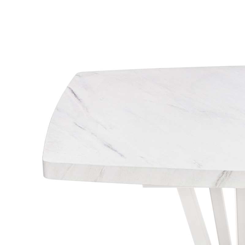 Стол на тумбе Эудес 160(205)х90х76 мрамор леванто белый / белый