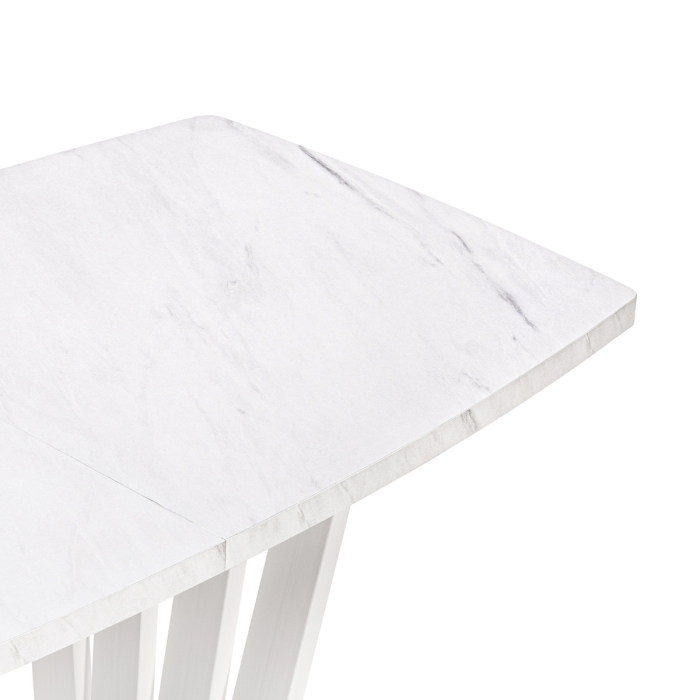 Стол на тумбе Эудес 160(205)х90х76 мрамор леванто белый / белый