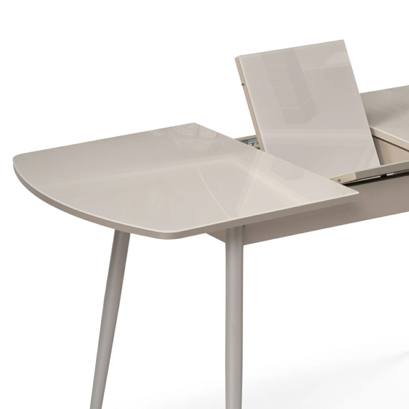 Стеклянный стол Бейкер 120(152)х70х75 латте / капучино