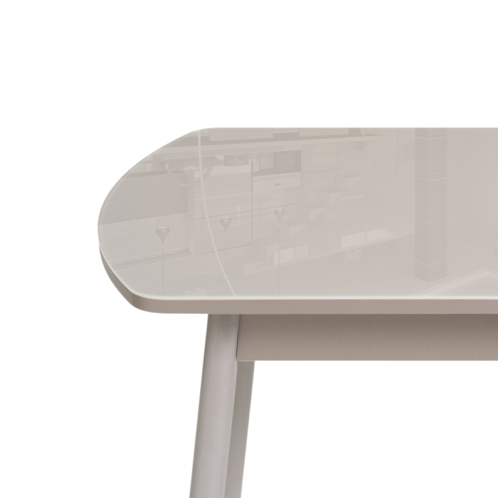 Стеклянный стол Бейкер 120(152)х70х75 латте / капучино