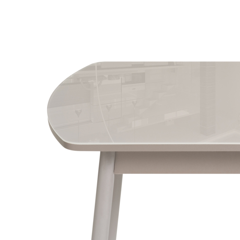 Стеклянный стол Бейкер 120(152)х70х75 латте / капучино