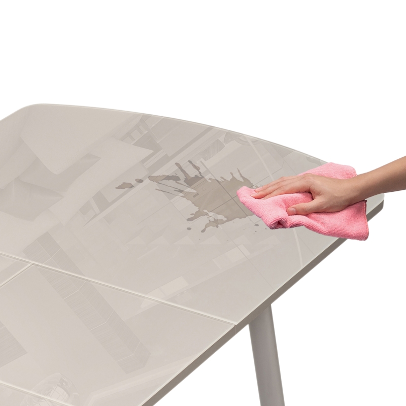 Стеклянный стол Бейкер 120(152)х70х75 латте / капучино