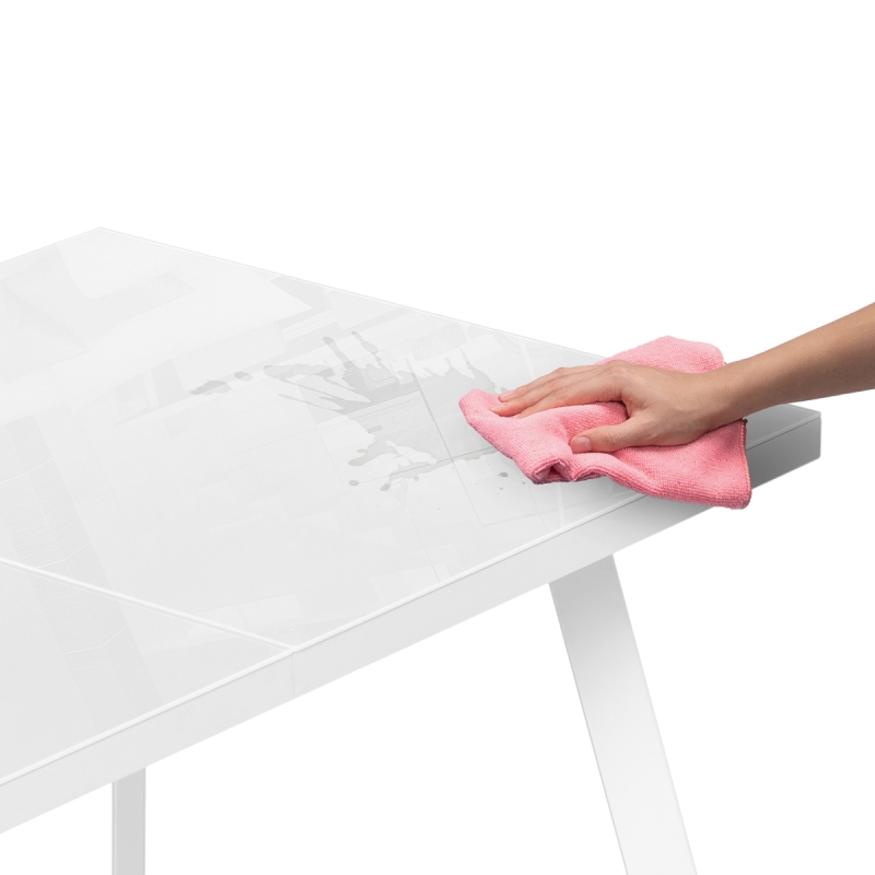 Стеклянный стол Маккензи 120(150)х70х77 белый