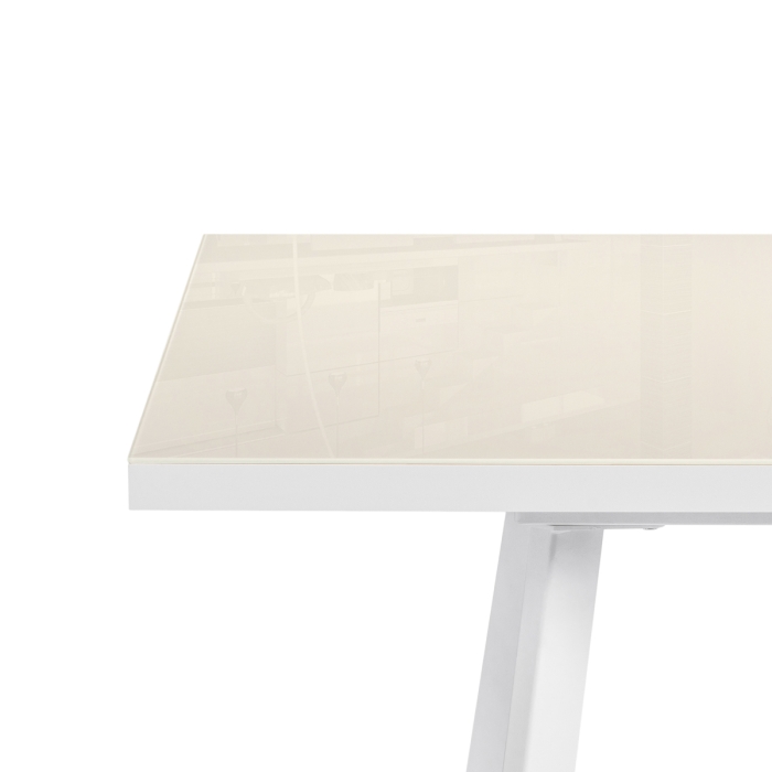Стеклянный стол Маккензи 120(150)х70х77 латте / белый