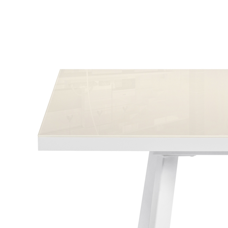 Стеклянный стол Маккензи 120(150)х70х77 латте / белый