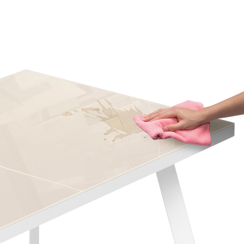 Стеклянный стол Маккензи 120(150)х70х77 латте / белый