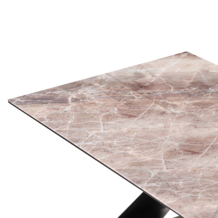 Стеклянный стол Ноттингем 180х90х74 карелия / черный