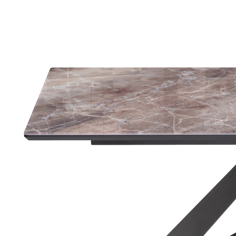 Стеклянный стол Ноттингем 180х90х74 карелия / черный