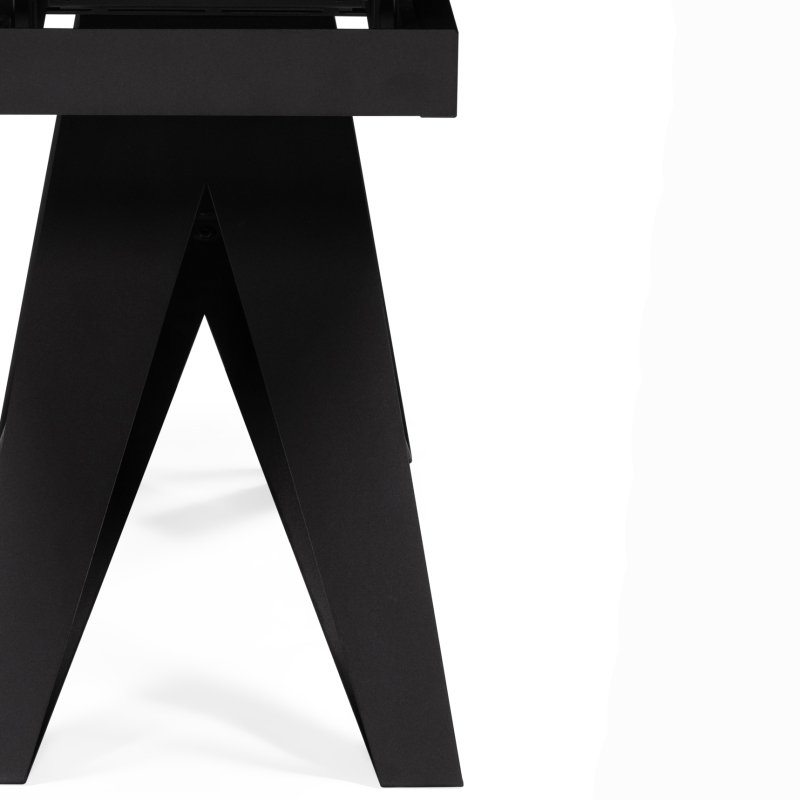 Стеклянный стол Блэкберн 140(200)х80х75 черный мрамор / черный