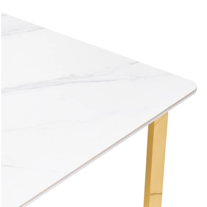 Керамический стол Селена 4 180х90х77 белый мрамор / золото