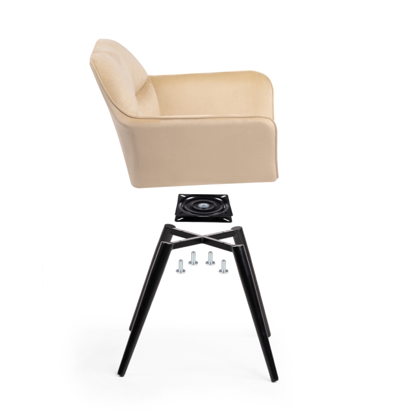 Кресло Ямес крутящееся бежевый / черный глянец