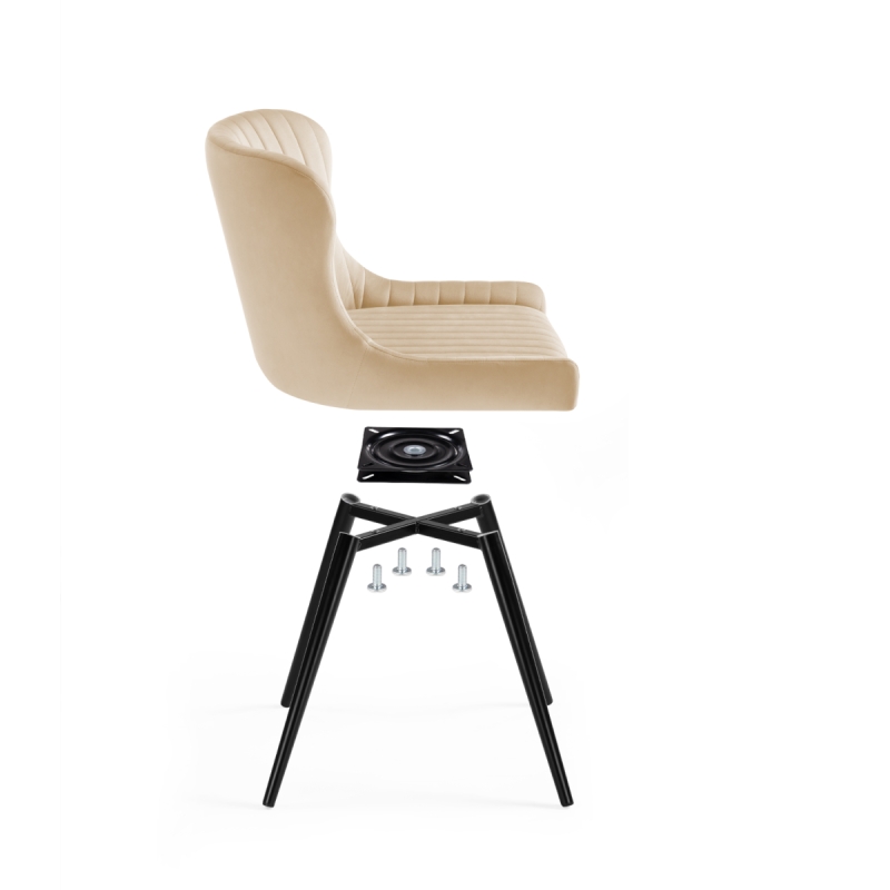 Кресло Хабри крутящееся бежевый / черный глянец