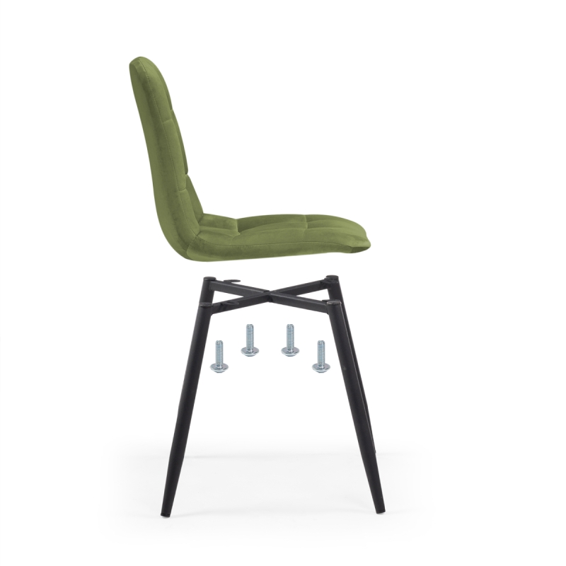 Стул на металлокаркасе Чилли велюр черный / зеленый